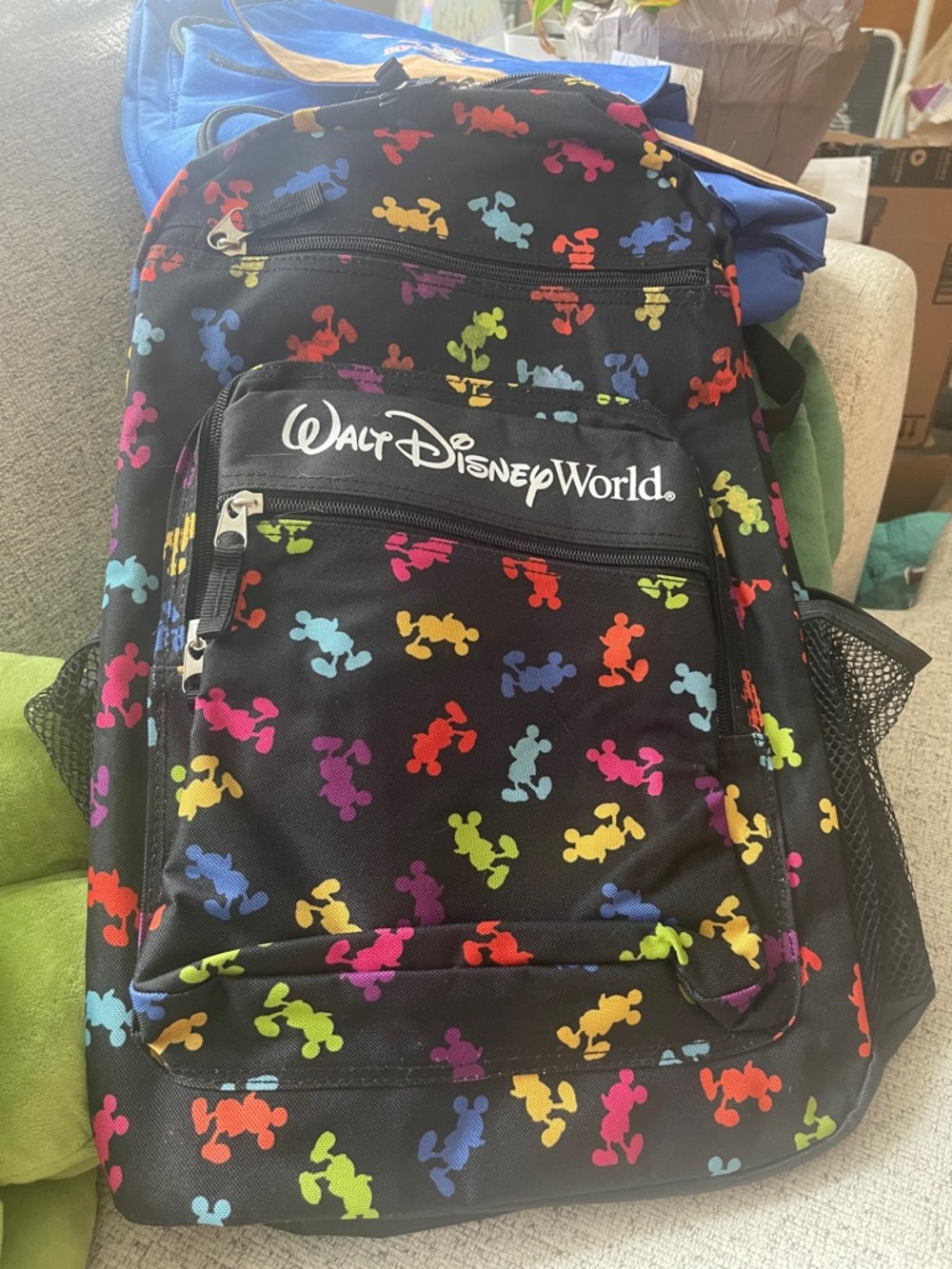 Disney Black Backpack with Multicolor Mickey Silhouettes